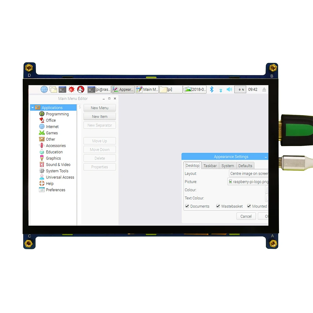 7 дюймов Портативный HDMI 1024x600 прочный Сенсорный экран ЖК-дисплей Экран Дисплей прозрачный монитор емкостный сенсорный модуль металла для Raspberry Pi ips