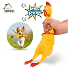 17 см кричащая Желтая резиновая курица, игрушка для собак, пищалка, жевательная игрушка в подарок, пищащий звук, забавная безопасная резиновая игрушка для собак