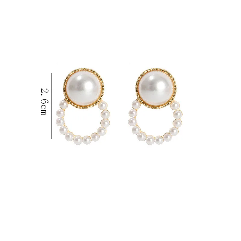 

2021 Korean New Simple Geometry Earrings Fashion Temperament Sweet Pearl Flower Earrings Female Jewelry