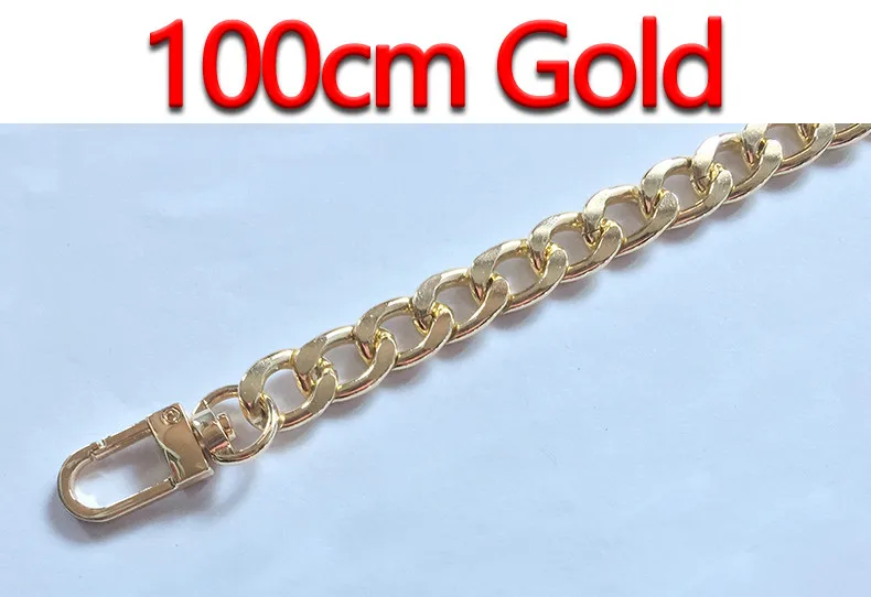 100cm Gold Ультра светильник Алюминиевые цепочки DIY золото, серебро, пистолет черный 12 мм сменный светильник на цепочке кошелек ремень, сумка ремни для маленькой сумочки - Цвет: 100cm Gold
