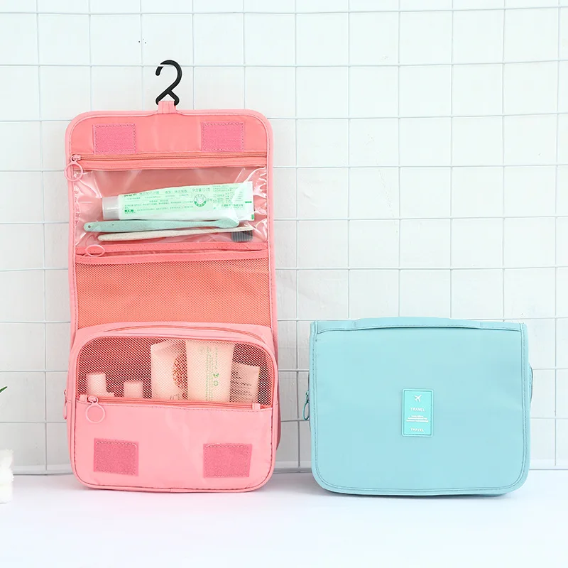 

Light blue border multifunctional travel cosmetic bag