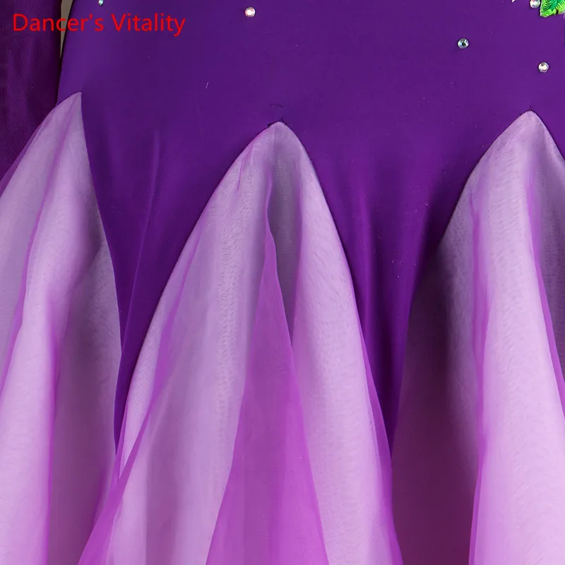 Алмазное длинное платье для танцев женское соревнований с узором Вальс/Танго XXS