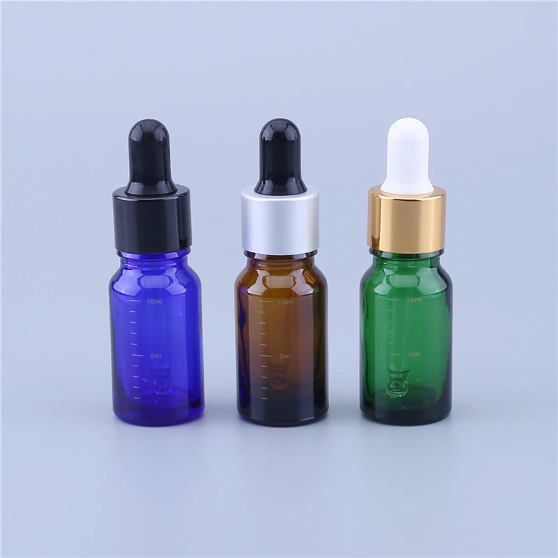 

Empty 10ML Scale Glass Serum Dropper Bottle 10cc Amber Blue Green Essential Oil Bottles With Scale On The Bottle
