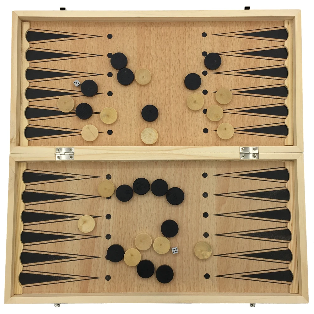 Large Chess &amp Checkers Backgammon 3 in 1 Learning Set Outdoor Travel Games Without Magnetic Board Size 44 cm x | Спорт и