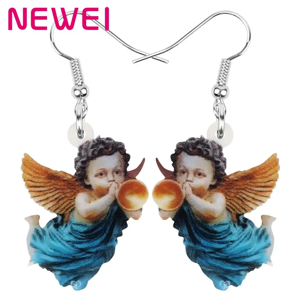 

NEWEI Acrylic Valentine's Day Angel Cupid Earrings Drop Dangle Jewelry For Women Girls Teens Kids Festival Charm Gift Accessory