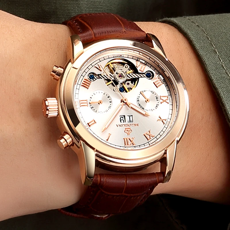Мужские автоматические механические часы MGORKINA мужские наручные с турбийоном и