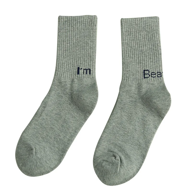 

[WPLOIKJD]College Style Streetwear Letter Personality Trend AB Socks Art Cute Funny Couples Socks Creative Calcetines Skarpetki