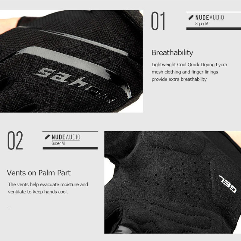 Нескользящие велосипедные перчатки Sahoo 41914 варежки с полупальцами силиконовые