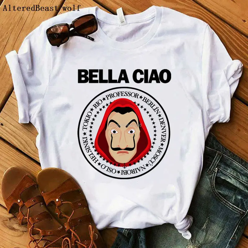 La Casa De Papel Футболка Harajuku/женские BELLA CIAO с буквенным принтом короткий рукав смешные