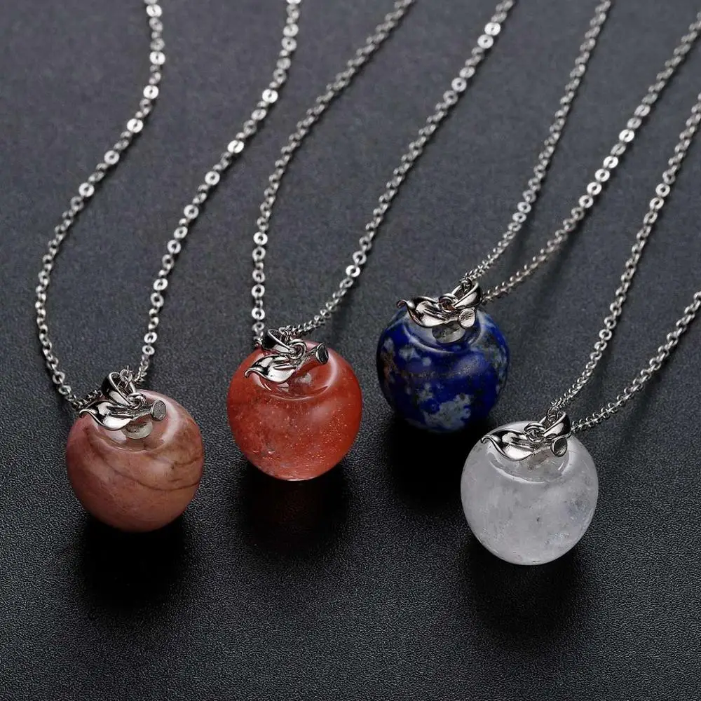 ASHMITA натуральный камень резной кулон из яблока Статуэтка с легированным листком