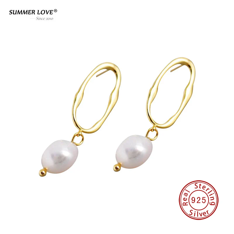 

Summer Love Silver 925 Jewelry Irregular Water Drop Pearl Earrings for Women Original Natural Earring Jewelry Dropshipping 2020