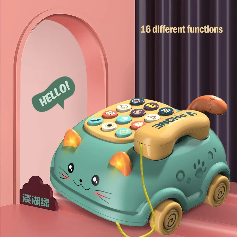 

Cat Pull Cord Phone Car Baby Toy Multifunctional Cartoon Car for Infants and Young Children Early Education Educational Toys