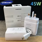Супербыстрое зарядное устройство для Samsung A90, 45 Вт, адаптер для путешествий в Великобритании, с Type C на Type C, кабель для Galaxy Note 20 Ultra 10 Plus S20 Plus S10 S10E