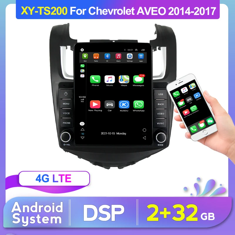 Автомобильная стереосистема на Android экран 9 5 дюйма Tesla 4G Lte для Chevrolet Aveo Sonic 2014 -2017