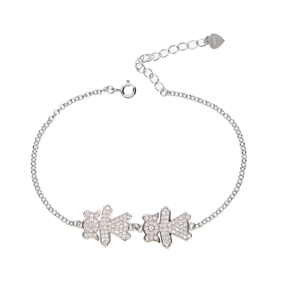 Женский браслет из серебра 100% пробы с фианитами|charm bracelet|925 sterling silverbracelet cz |