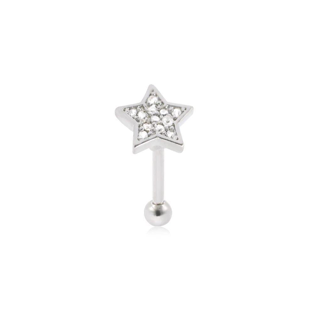 

1Pc Stainless Steel Silver Color Stud Earrings Five-pointed Star Helix Cartilage Piercing Women Jewelry