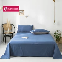 sondeson beauty 100 cotton blue men flat sheet single twin double queen king healthy 15 color bed sheet set pillowcase 3pcs