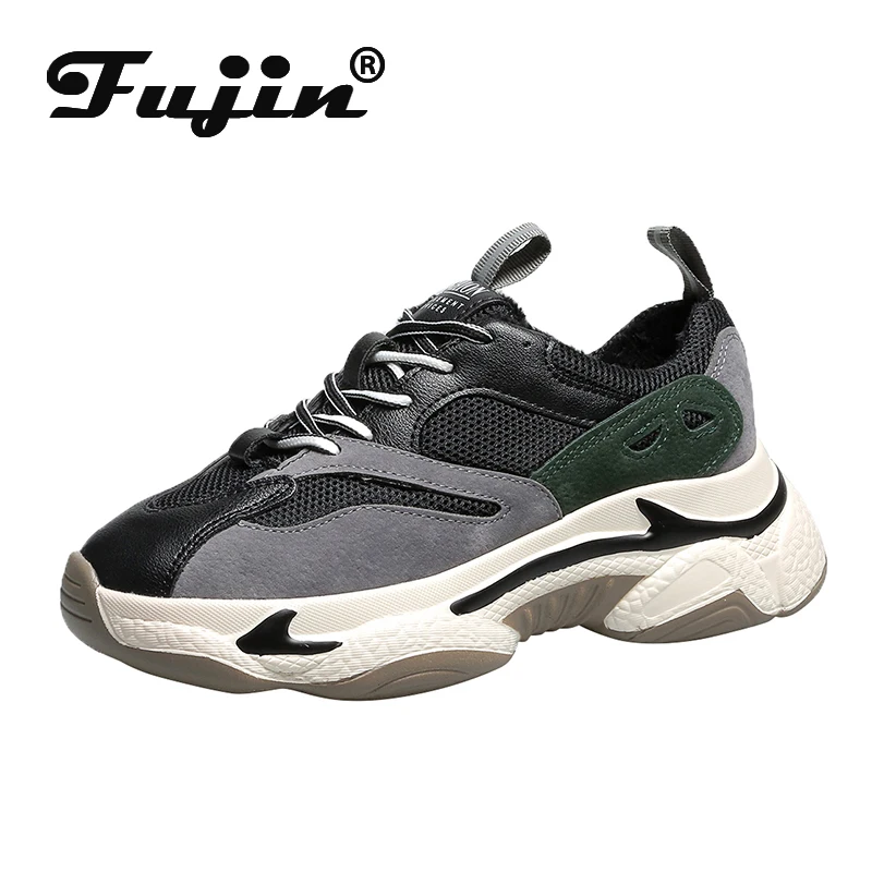 Женские кроссовки на толстой подошве Fujin Модные дышащие платформе с кружевом