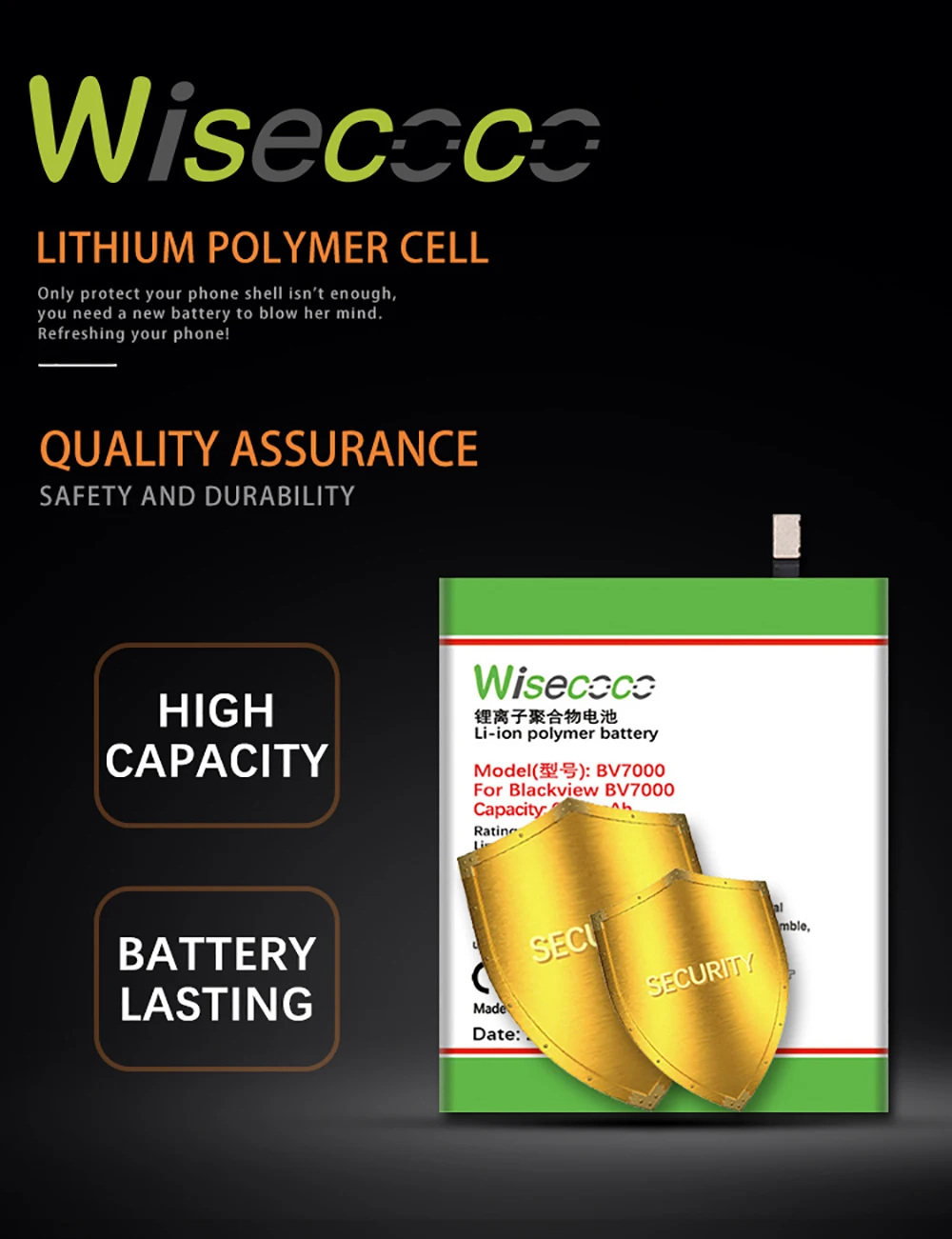 Wisecoco BV7000 6000 мАч Новая Мощная батарея для Blackview BV7000 BV 7000 Pro V575868P Замена аккумулятора телефона+ номер отслеживания