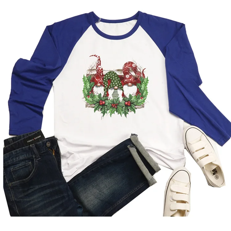 

Long Sleeve Tee Christmas Tshirts Streetwear Top European Style T-shirts