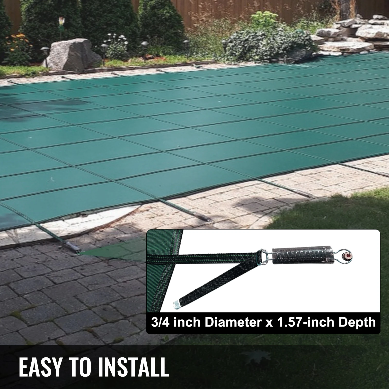VEVOR-cubierta de seguridad para piscina, malla verde s&oacute;lida, rectangular, para el hogar, Invierno-4