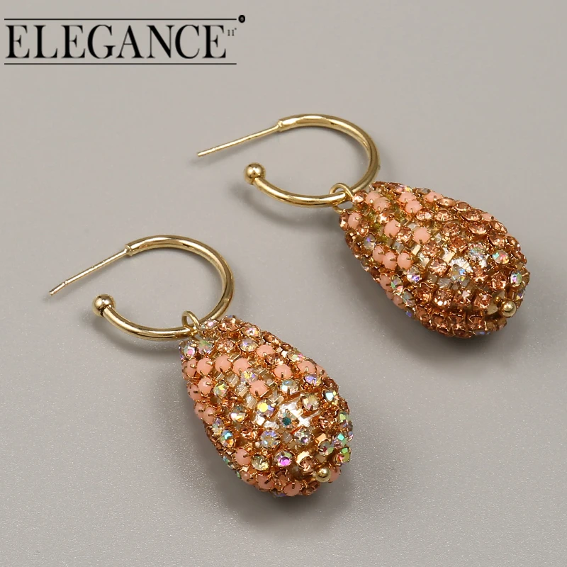 

ELEGANCE11 Water Drop Pendant Earrings Colorful Zircon Earrings Metal Jewelry Korean Ladies Temperament Gift Wedding Decoration