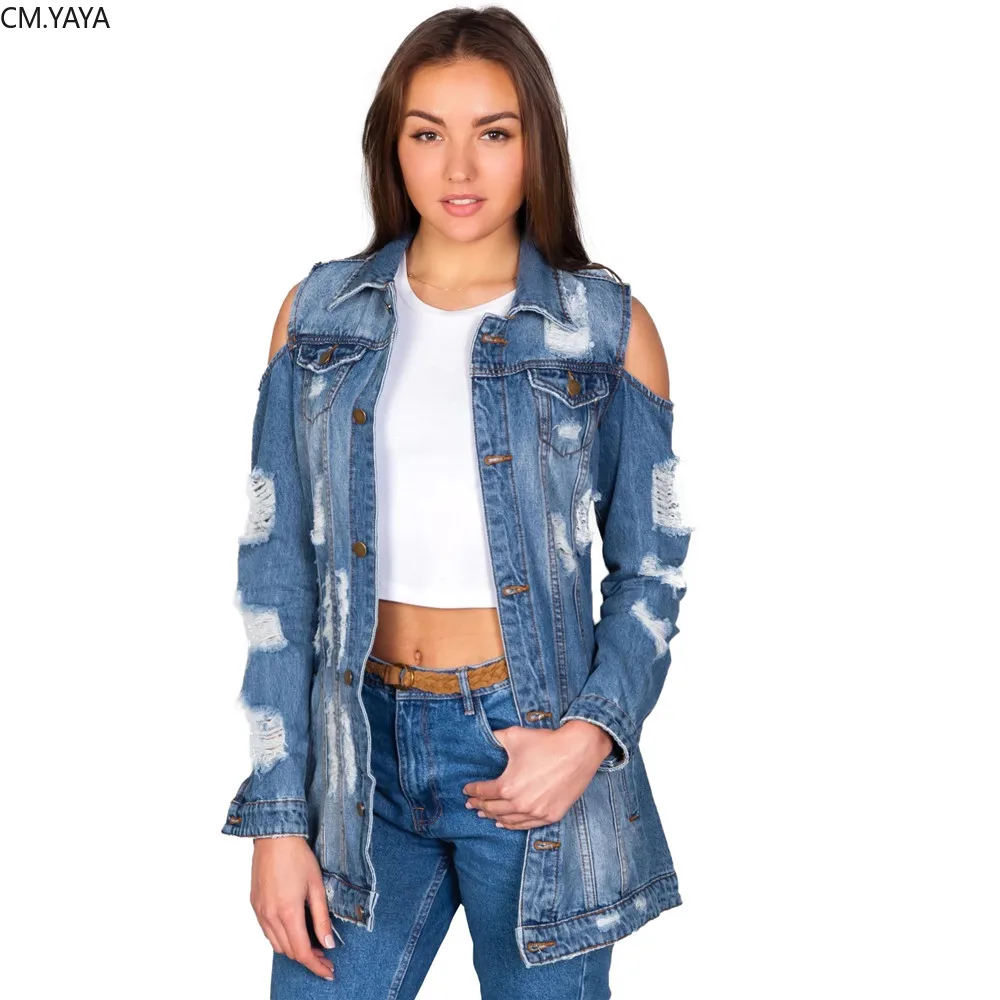 Женское джинсовое пальто SMR9507 однотонное приталенное с отложным воротником и