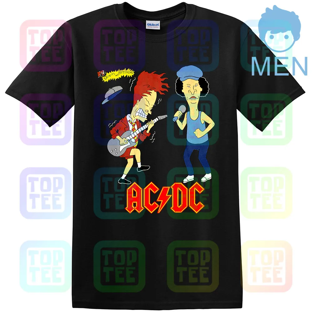 MEN-BLACK Ограниченная серия! 1996 AC/DC Beavis and Butthead футболка тяжелый хлопок США размер - Цвет: MEN-BLACK