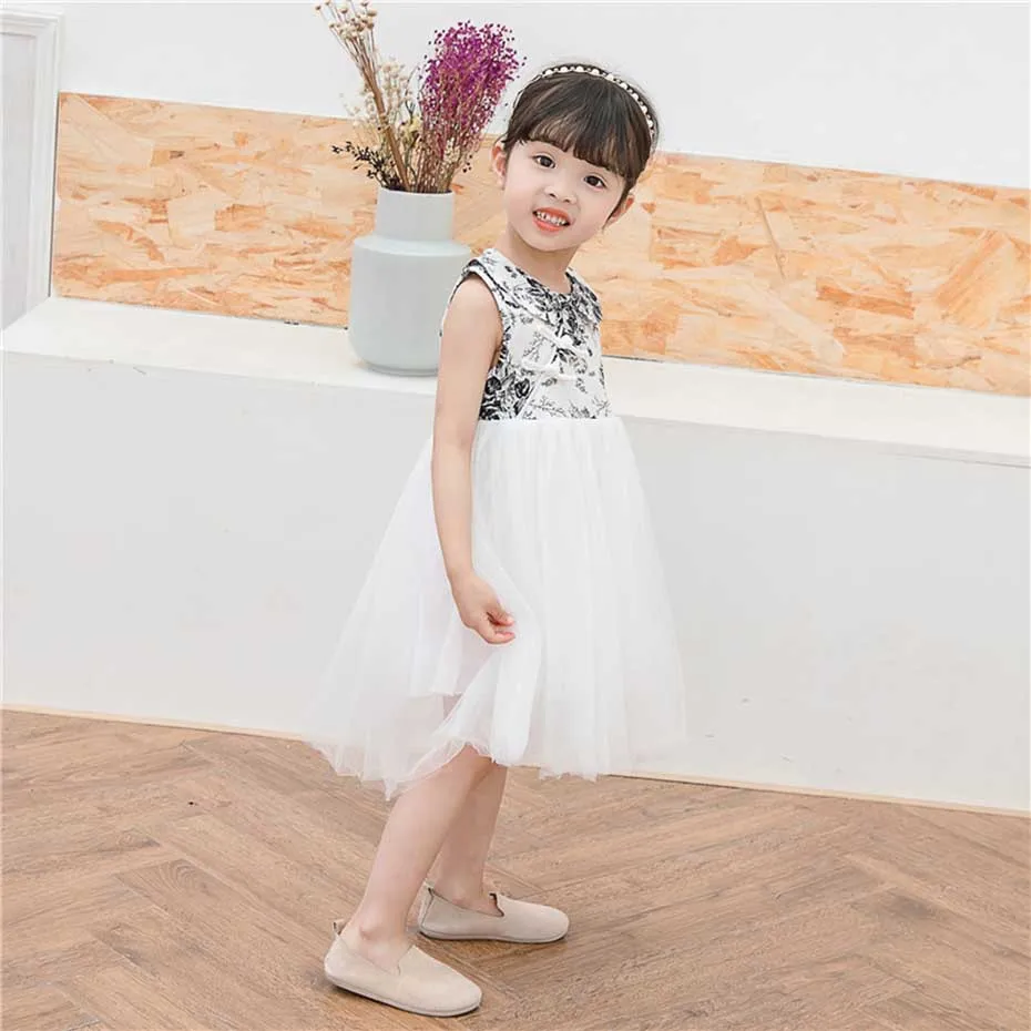 2020 летнее платье для девочек модное с принтом маленьких вечерние сетчатые платья