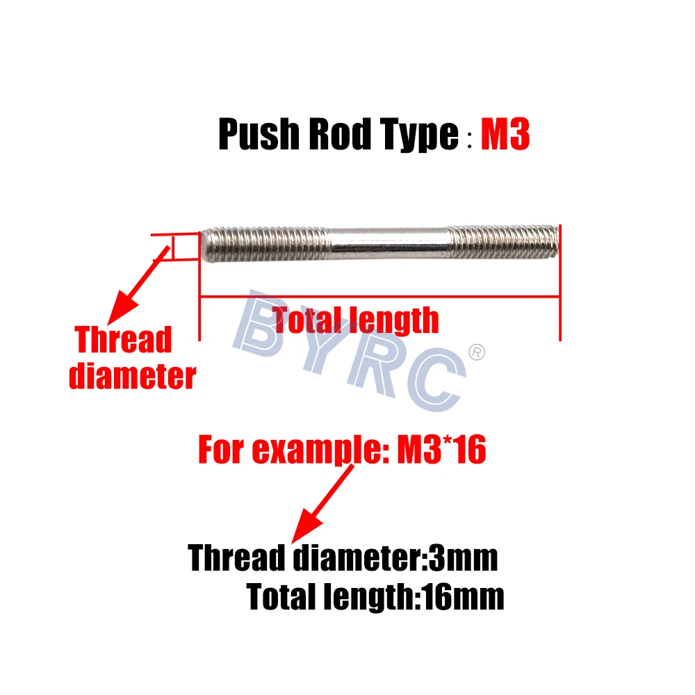 10PCS M3 Stainless Steel Threaded Tie Push Rods Servo Linkage Dia 3mm L 25mm~200mm Shaft Pull for RC Model Car Boat | Игрушки и хобби