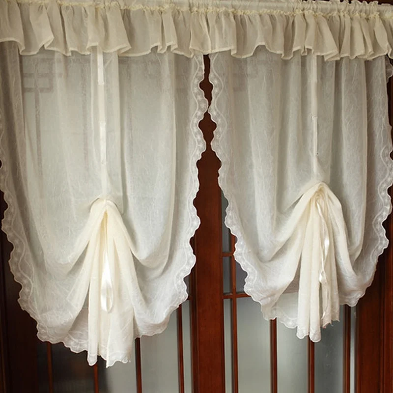 

Beautiful embroidery curtains, folds yarn fabrics, balloon curtains, Roman blinds, door curtain. Cream-colored