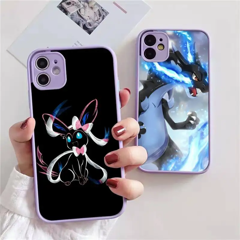 

Japan-F-Pokemon-S-ocket Monster Phone Case For iphone 13 12 11 xr xs x 7 8 pro max light purple Soft TPU Silicone Clear Case