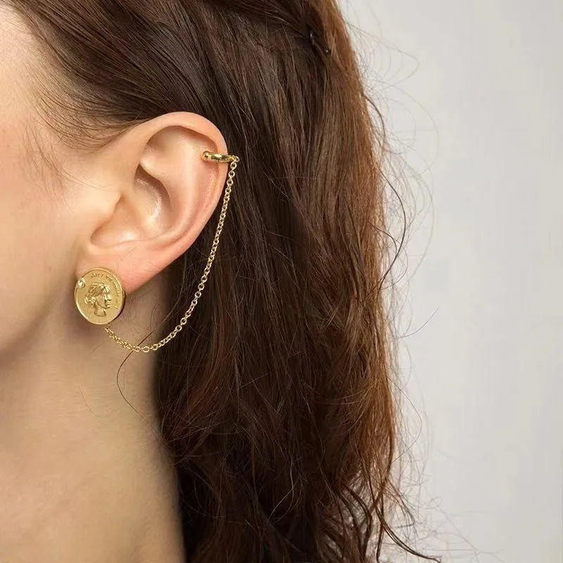 Европейские монеты SRCOI металлические серьги-цепочки клипса для костей