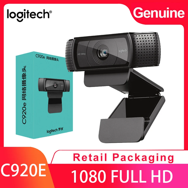 Logitech-cámara web C920E HD 1080P, Webcam con enfoque automático, Full HD, inteligente,...