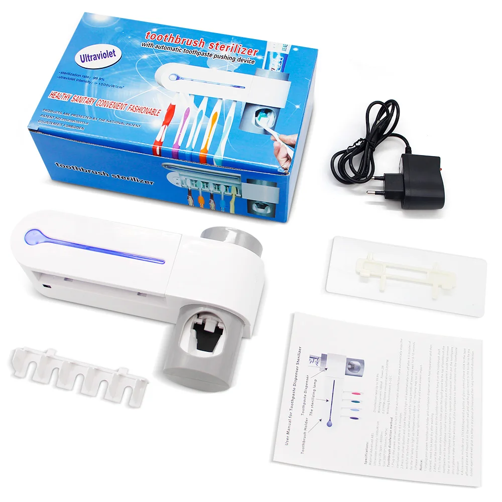 

2 In 1 Antibacteria UV Light Toothbrush Automatic Toothpaste Dispenser Sterilizer Toothbrush Holder Cleaner Plug-in Models