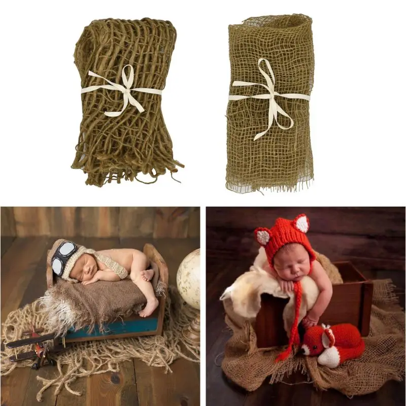 Новорожденный ручной работы джутовый фон одеяло для детской фотосъемки с