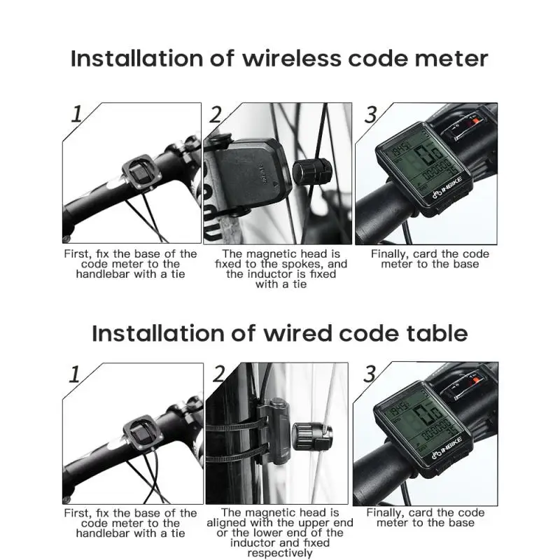 

INBIKE Waterproof Bicycle Computer Wireless Wired MTB Cycling Odometer Stopwatch Speedometer LED Digital Rate Bike Accessories