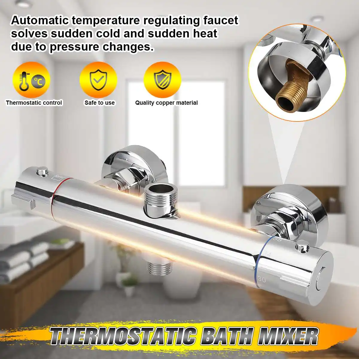 

3/4 Inch Bathroom Thermostatic Mixer Tap Hot And Cold Bathroom Mixer Mixing Valve Bathtub Faucet Thermostatic Shower Faucets Set