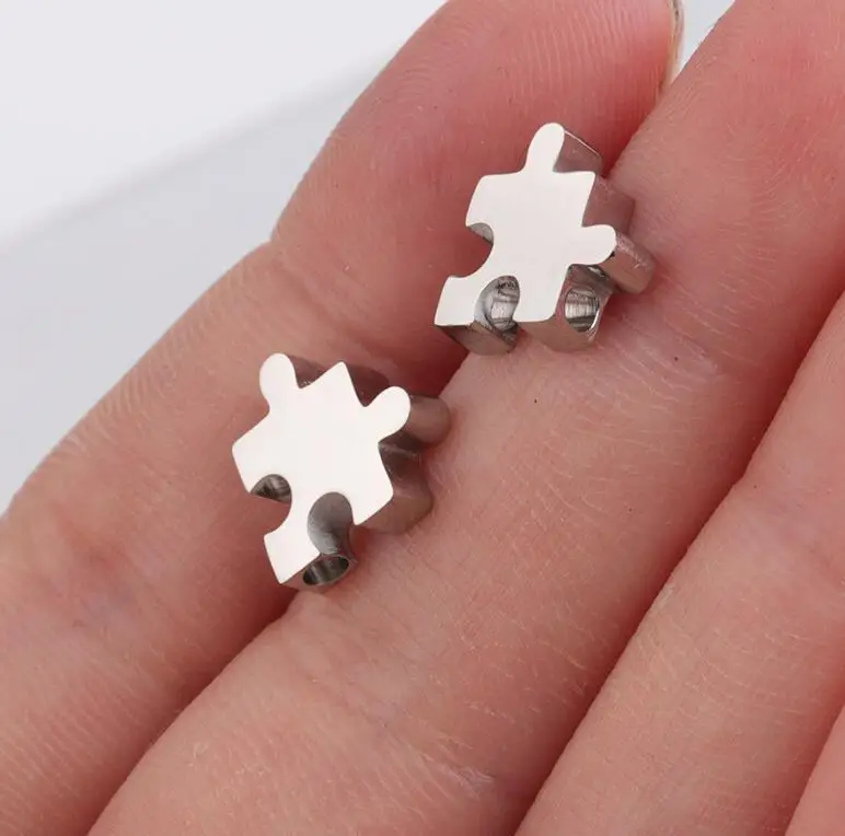 

Оптовая продажа, 20 шт., пазл из нержавеющей стали, кулон, геометрический пазл для пар, Очаровательная пустая идентификационная бирка, зеркал...