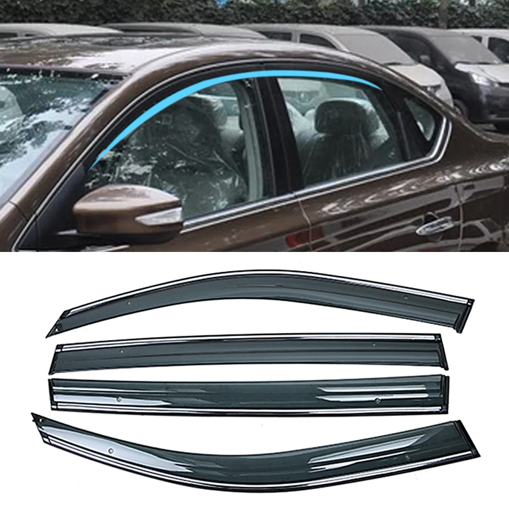 

Для NISSAN Bluebird Sylphy B17 Pulsar Sentra X-Trail 2012-2019 окна автомобиля козырек от солнца дождевое приспособление козырьки щиток укрытие Защитный чехол рамка