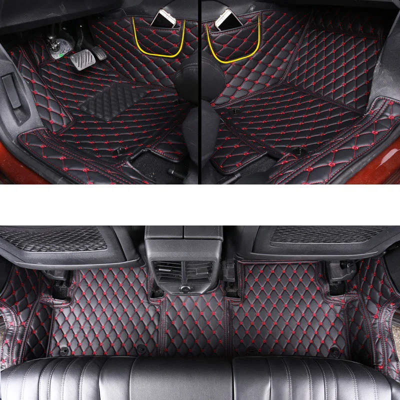 black red wire 1 Lsrtw2017 кожаный коврик для салона автомобиля для peugeot 3008 коврик для ног аксессуары для интерьера - Название цвета: black red wire 1