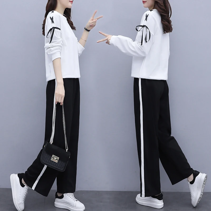

Autumn winter new casual fashion two-piece suit pastel ensemble femme deux pieces year-old female costume