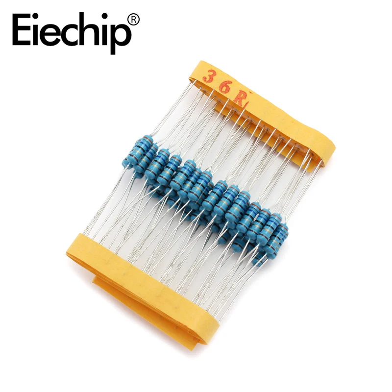 

100pcs/lot 0.5W 1 ohm 1% Metal film resistor 1/2W resistance 36R Electronic resistors