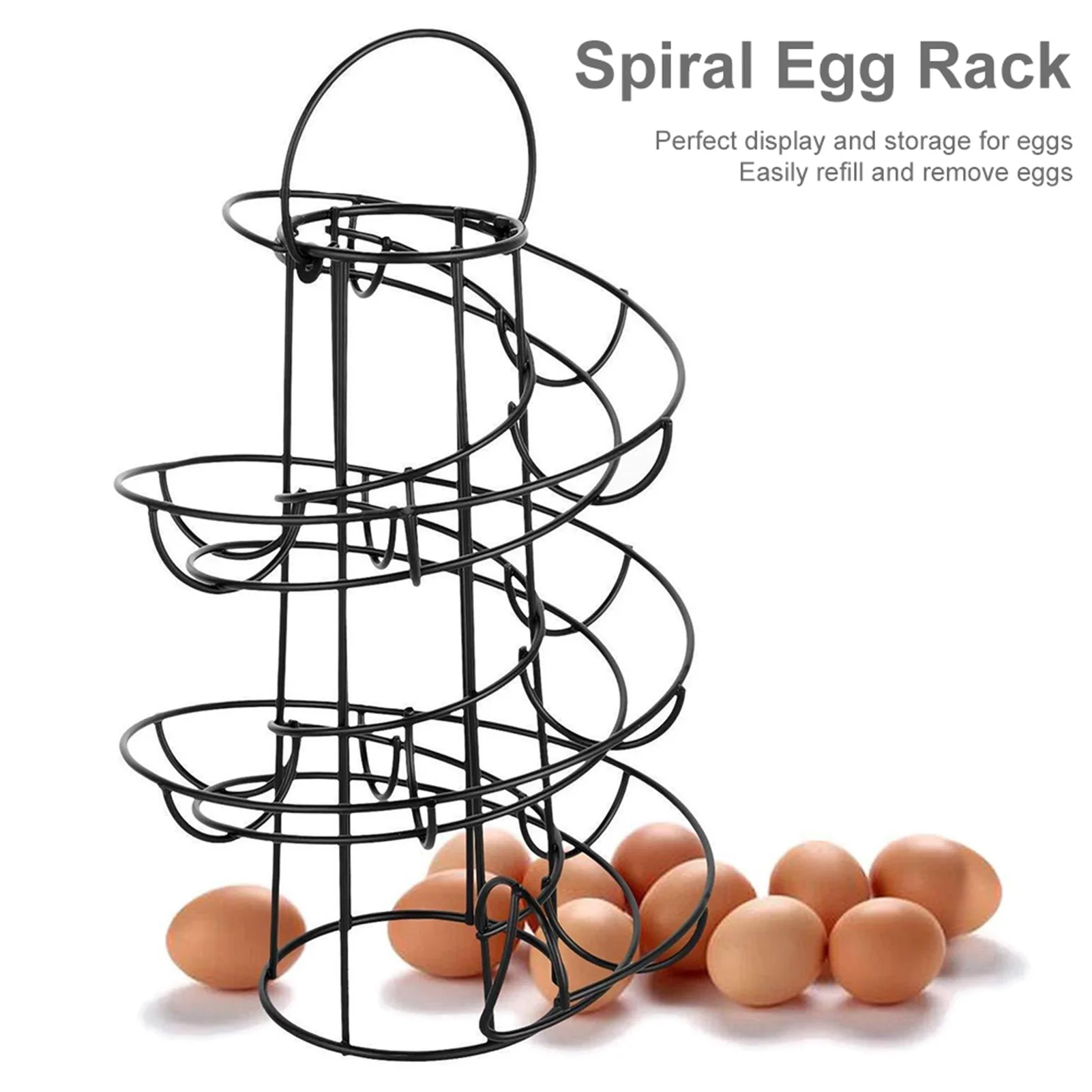 

Egg Dispenser Rack Spiral Egg Holder Kitchen Metal Egg Skelter Storage Display Rack Kitchen Storage & Organization