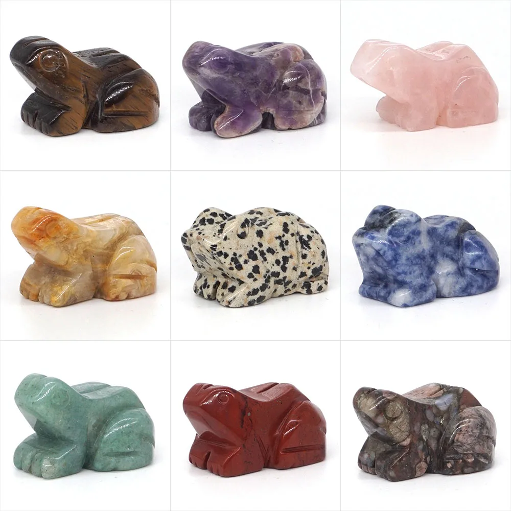 

Wholesale 1.5" Frog Statue Stone Carving Natural Gemstone Crystal Chakra Reiki Healing Quartz Animal Figurine Home Decoration