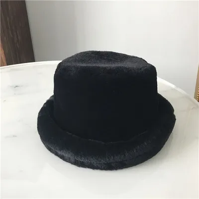 Новая Теплая женская меховая шапка для отдыха, женская зимняя шапка, толстые теплые плоские шапки, уличные шапочки, Мешковатые Головные уборы, шапка - Цвет: Черный