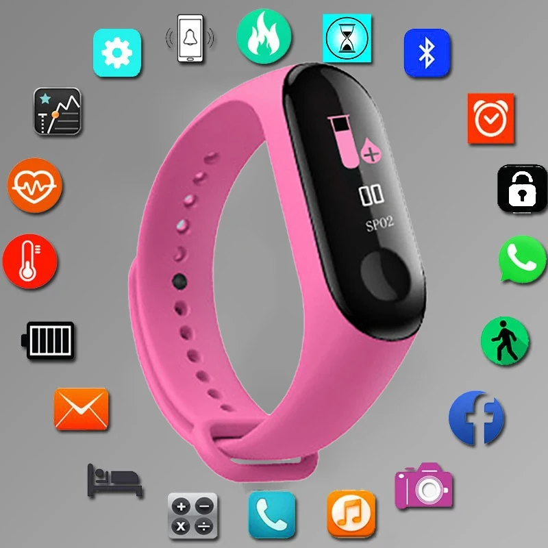 

Connected Watch Child Color Screen Smart Bracelet Activity Running Tracker Heart Rate Message Reminder Digital Children's Watch