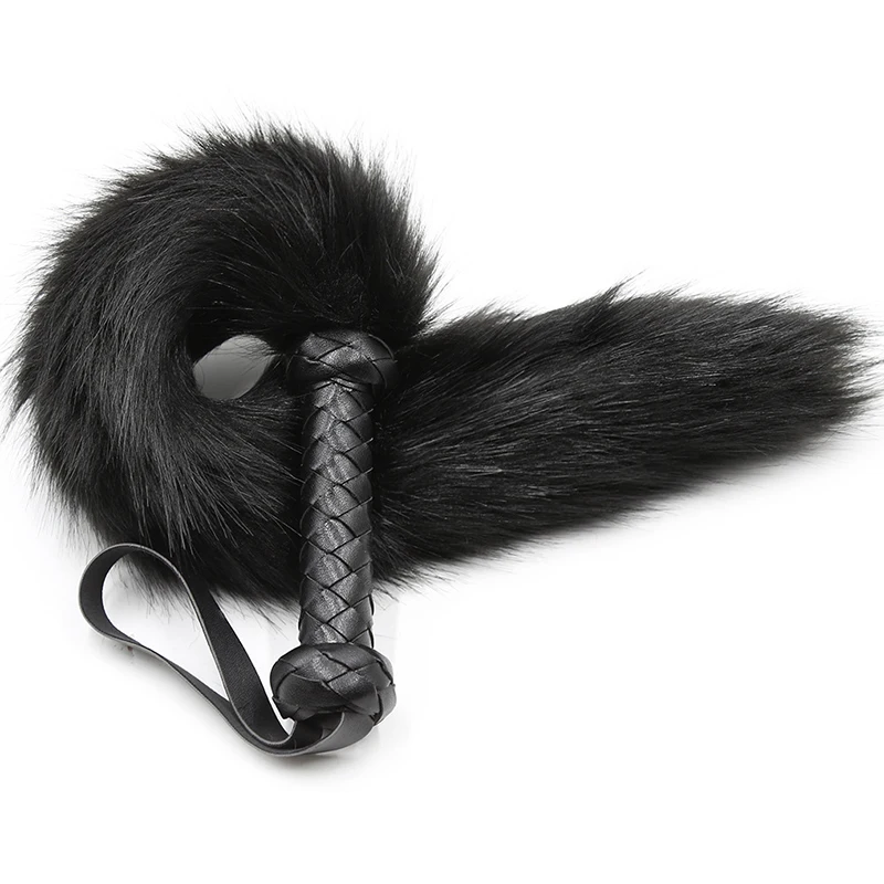 Leather Handle Artificial Wool Horse Whip,Horse Training Crop Whip Artificial Wool and Leather Covered Handle with Wrist Strap