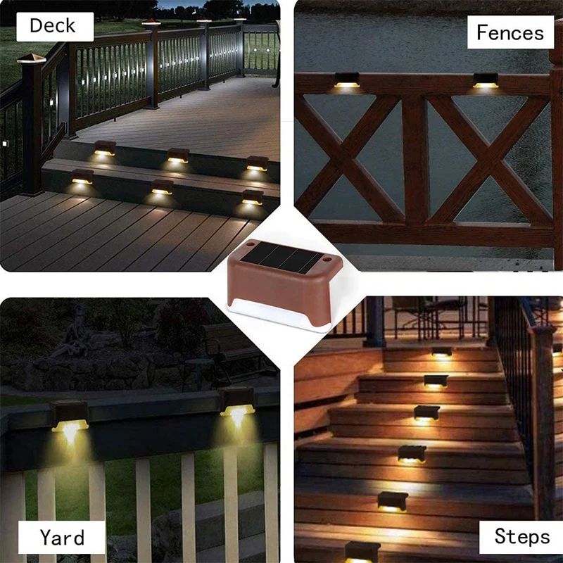 

8 Pcs Solar Deck Lights Solar Step Light Outdoor Motion Led Solar Powered Stair Lights for Stairs/Garden Pathway/Fences