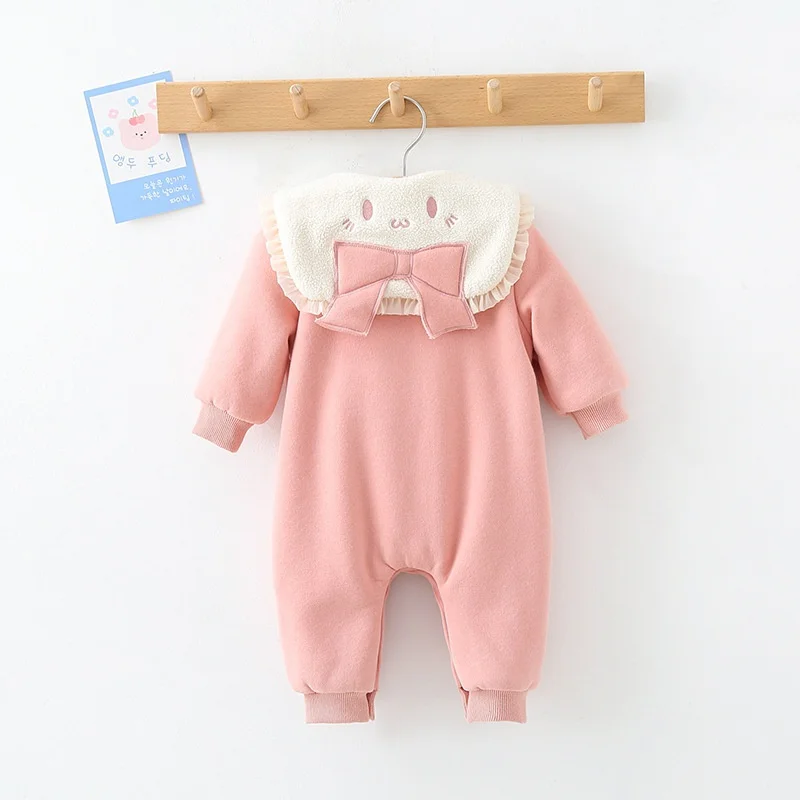 

3-18M Baby Girls Warm Jumpsuit Newborn Infant Thicken Snowsuit Overalls Toddler Kids Onesies Winterjacket